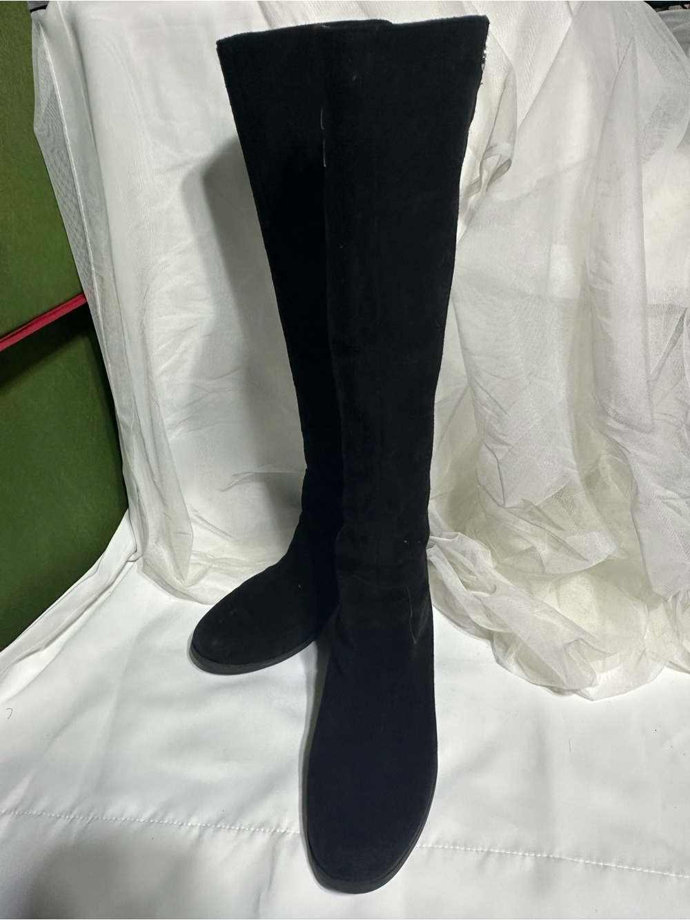 Marc Fisher Black Knee-High Suede-Look Boots